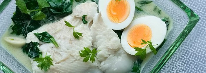 Halibut ze szpinakiem w mleku kokosowym