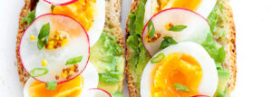 Egg, avocado and radish sandwich