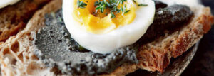 Black olive paste and egg sandwich