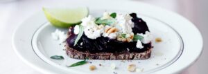 Roasted beet and white cheese sandwich