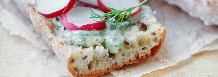 Dill Butter and Radish Sandwiches