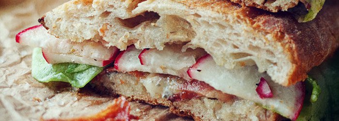 Radish, Gorgonzola and Bacon Sandwiches
