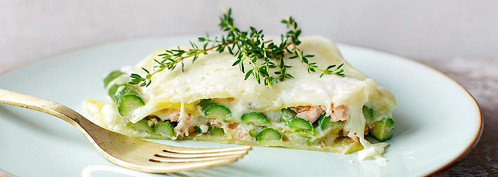Lasagne ze szparagami i łososiem