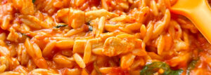 Makaron orzo z kurczakiem i harissą
