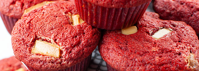 Muffinki Red velvet z białą czekoladą
