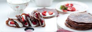 Chocolate Pancakes with Strawberries