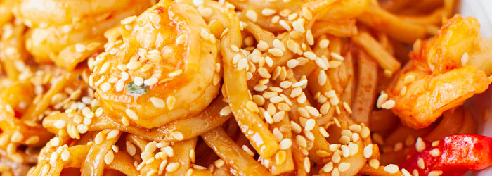 Noodle z krewetkami po koreańsku