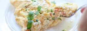 Omelet with zucchini and smoked salmon