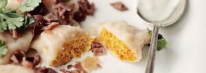 Pierogi z pieczoną dynią i białym serem