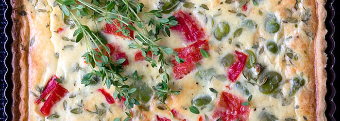 Quiche z bobem i grillowaną papryką