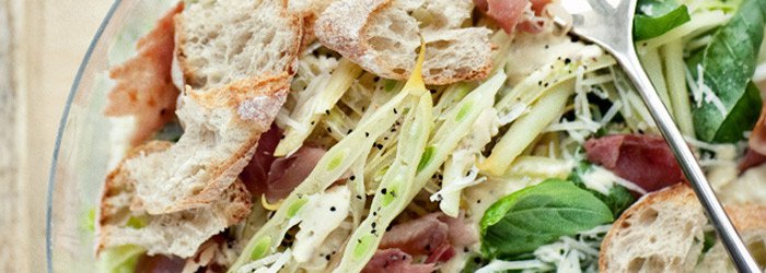 Caesar-style salad with green beans