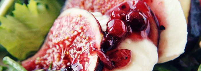 “Caprese” Salad with Figs and Mozzarella with Cranberry Dressing