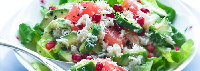 Avocado, Crab, Grapefruit and Pomegranate Salad