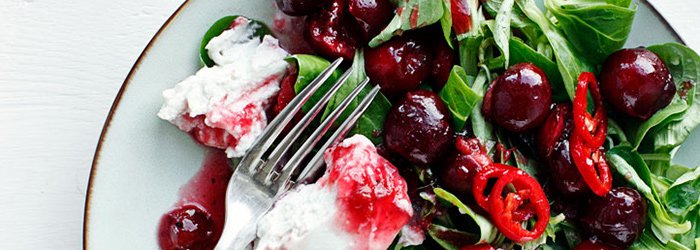 Cherry, ricotta and chili salad