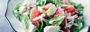Grapefruit, radish and white cheese salad