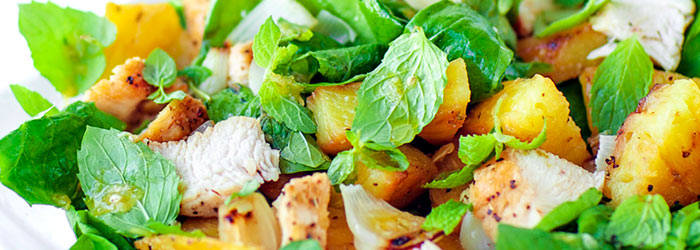 Grilled chicken salad with pineapple