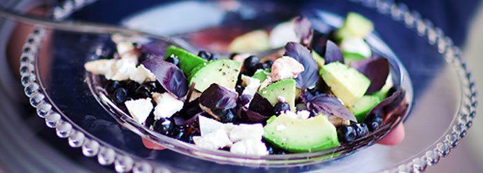 Salad with Berries, Avocado, Goat Cheese and Basil