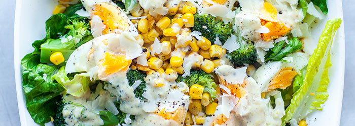 Egg, broccoli and corn salad