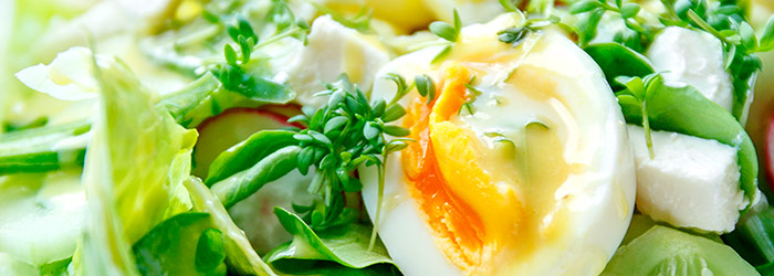 Egg, radish, cucumber and feta salad