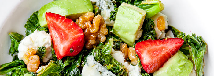 Kale, avocado and strawberry salad