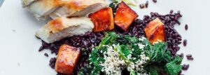 Kale, black rice and sweet potato salad
