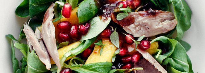 Duck, mango and pomegranate salad
