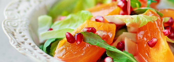 Salad with Persimmon, Chicory and Pomegranate
