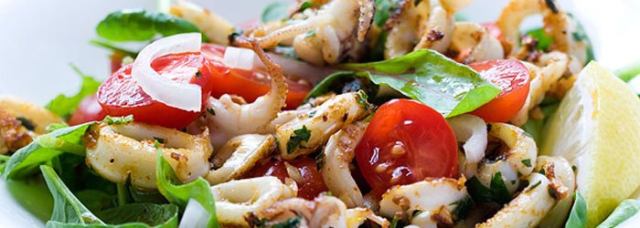 Salad with Squid and Cherry Tomatoes