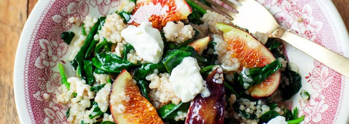 Salad with Pearl Barley, Spinach and Figs