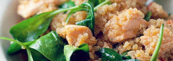 Salad with Quinoa, Salmon and Spinach