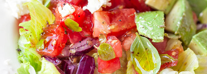 Tomato, avocado and red onion salad
