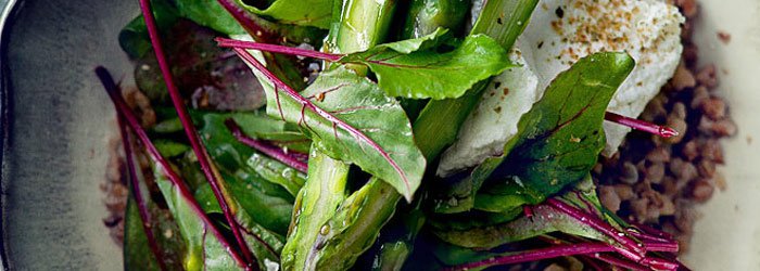 Asparagus, Buckwheat and White Cheese Salad
