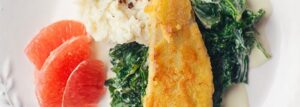 Sola z jarmużem na kalafiorowym purée