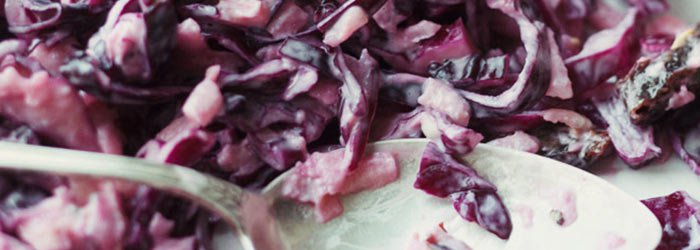 Red Cabbage and Apple Salad with Dried Plums