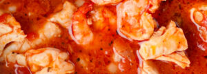Italian soup with shrimp, fish and pasta