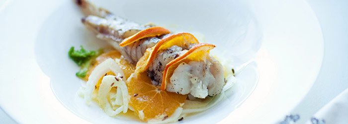 Sea Bass with Fennel, Orange and Caraway Salad