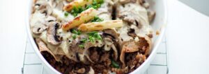 Baked buckwheat pancakes with ground meat and buckwheat groats