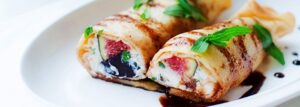 Baked pancakes with figs, ricotta and fresh tarragon