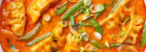 Curry Soup with Gyoza Dumplings