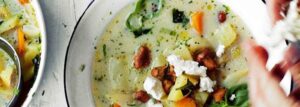 Bean Soup with Chanterelles and Young Vegetables