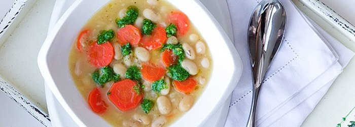 Bean Soup with Carrots and Green Pesto