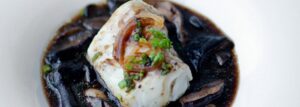Mushroom Soup with Steamed Fish