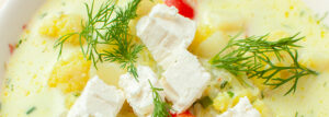 Cauliflower Soup with Potatoes and Feta