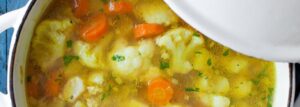Cauliflower soup with potatoes and ground chicken breast