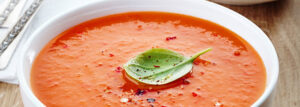 Cream tomato soup with mascarpone and basil