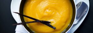 Creamy pumpkin soup with vanilla