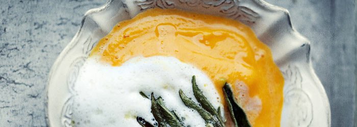 Roasted Pumpkin Cream Soup with Milk Foam