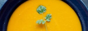 Roasted Carrot Cream Soup with Ginger and Coconut Milk