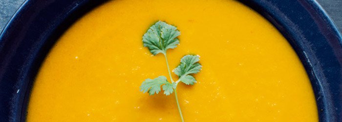 Roasted Carrot Cream Soup with Ginger and Coconut Milk