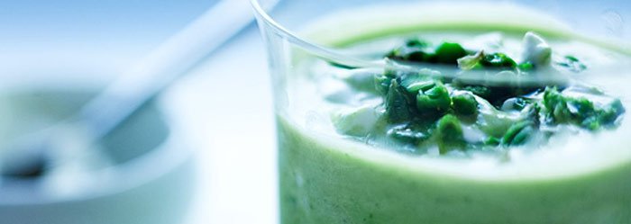 Creamy green asparagus and avocado soup